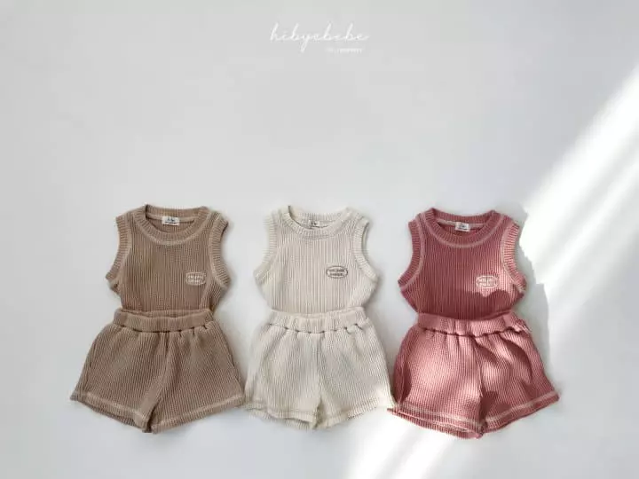 Hi Byebebe - Korean Baby Fashion - #babyoninstagram - Croiffle Sleeveless Top Bottom Set - 3