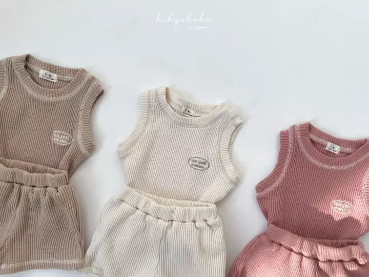 Hi Byebebe - Korean Baby Fashion - #babyoninstagram - Croiffle Sleeveless Top Bottom Set - 4