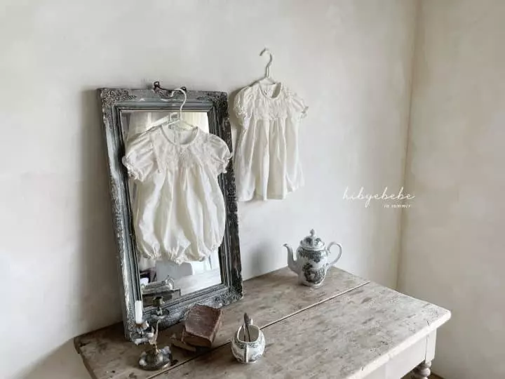 Hi Byebebe - Korean Baby Fashion - #babyootd - Jella Lace Collar One-piece - 3