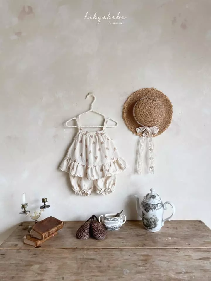 Hi Byebebe - Korean Baby Fashion - #babyoutfit - Heart Frill Top Bottom Set - 3