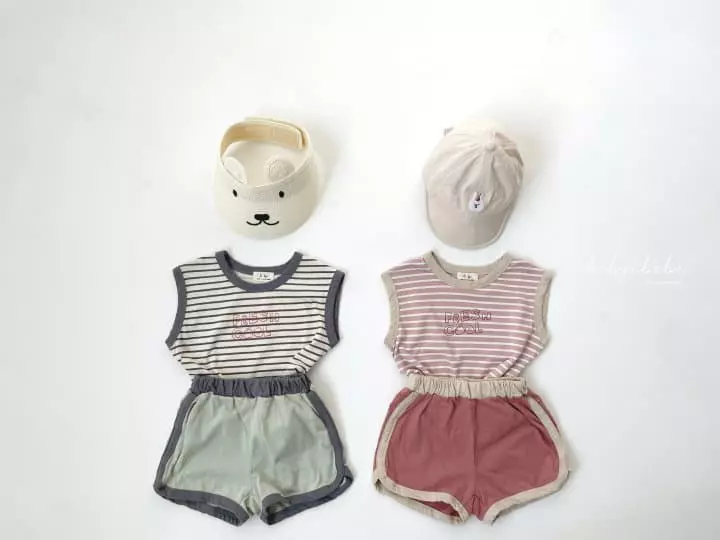 Hi Byebebe - Korean Baby Fashion - #babyoutfit - Fresh Sleeveless Top Bottom Set - 2