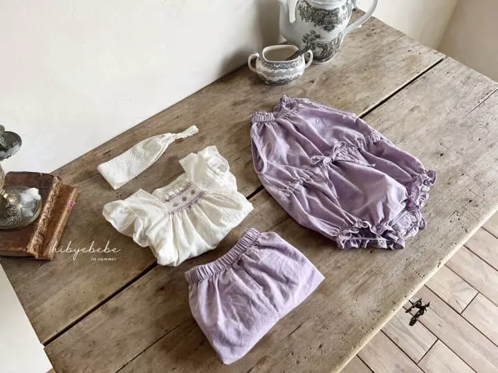 Hi Byebebe - Korean Baby Fashion - #onlinebabyboutique - Flower Embrodiery Top Bottom Set