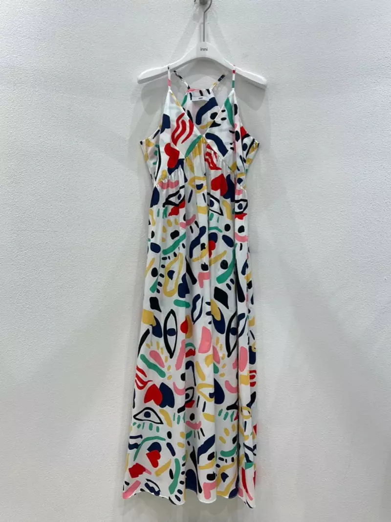 Inni - Korean Women Fashion - #vintageinspired - Heart Paint Long One-piece - 4