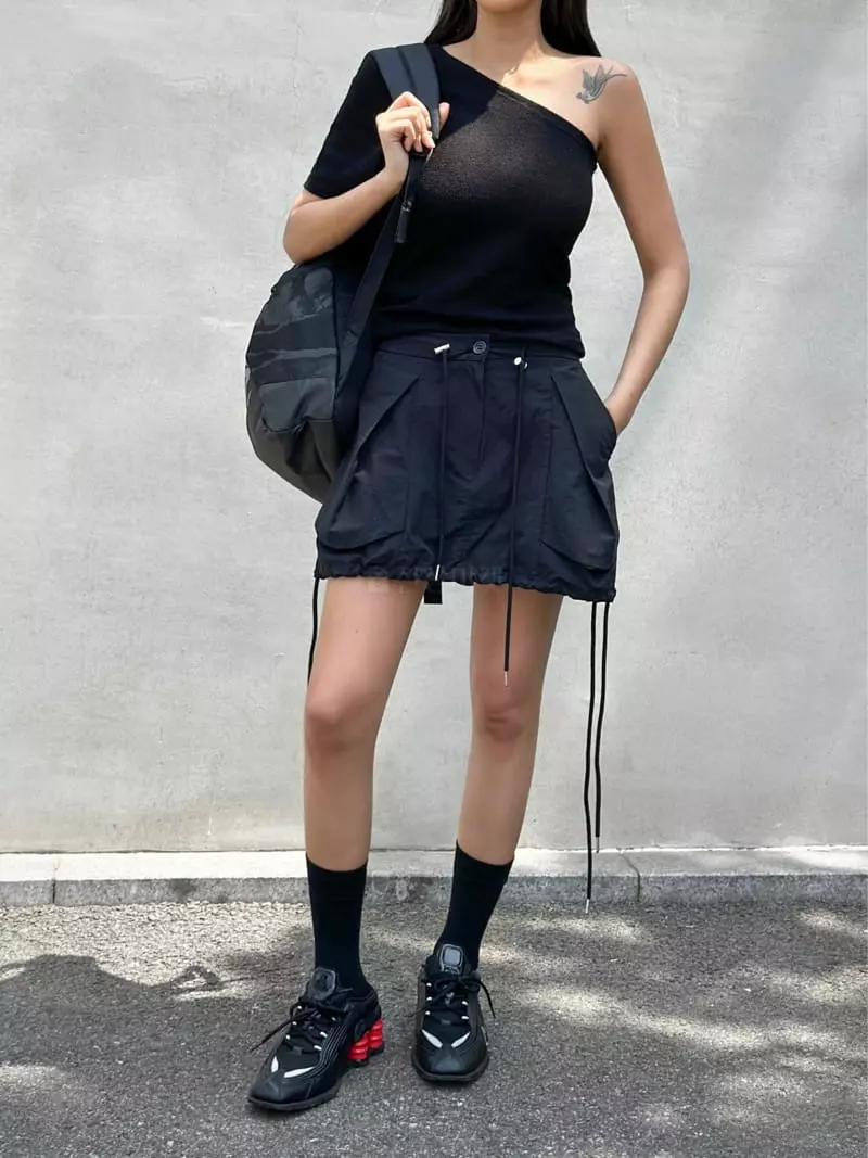 Inssense - Korean Women Fashion - #momslook - String Mini Skirt