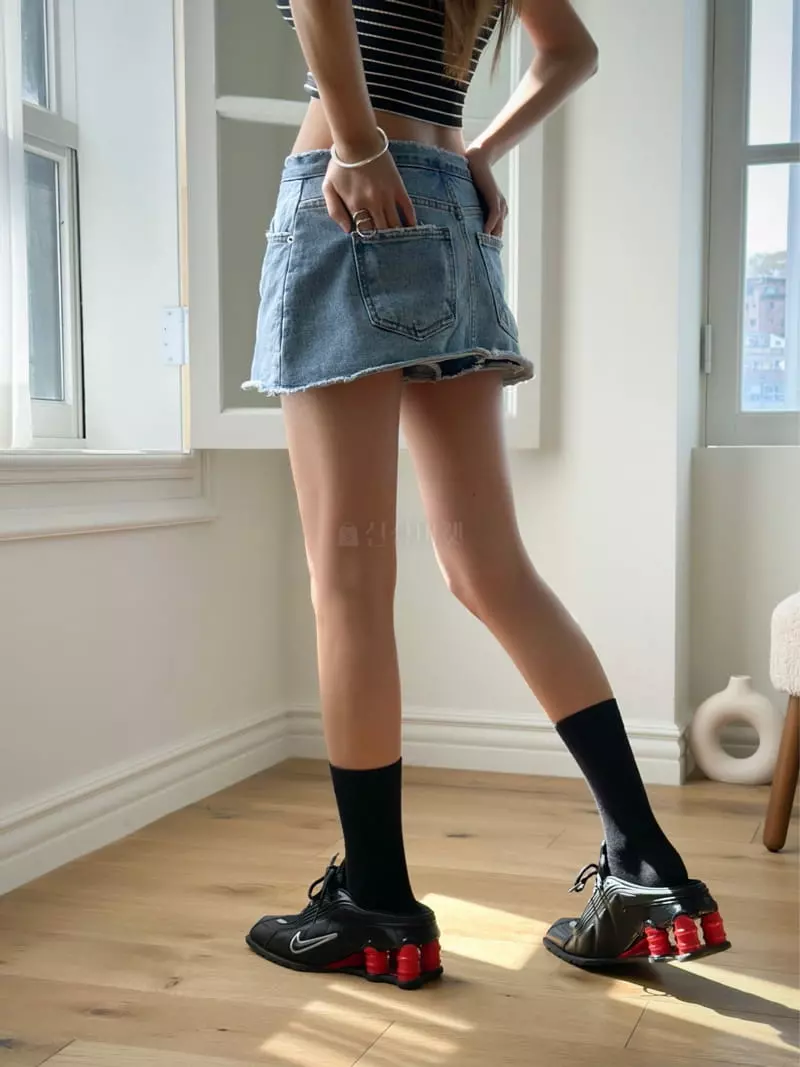 Inssense - Korean Women Fashion - #shopsmall - Thin Denim Skirt Shorts - 9