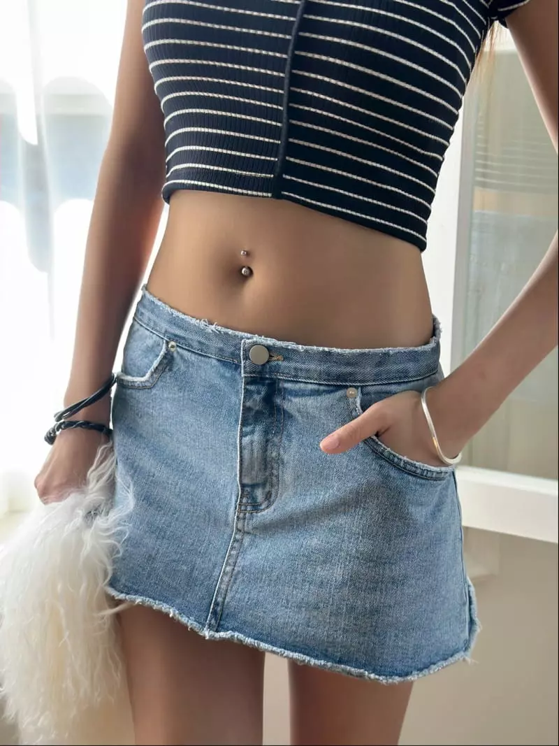 Inssense - Korean Women Fashion - #womensfashion - Thin Denim Skirt Shorts - 4