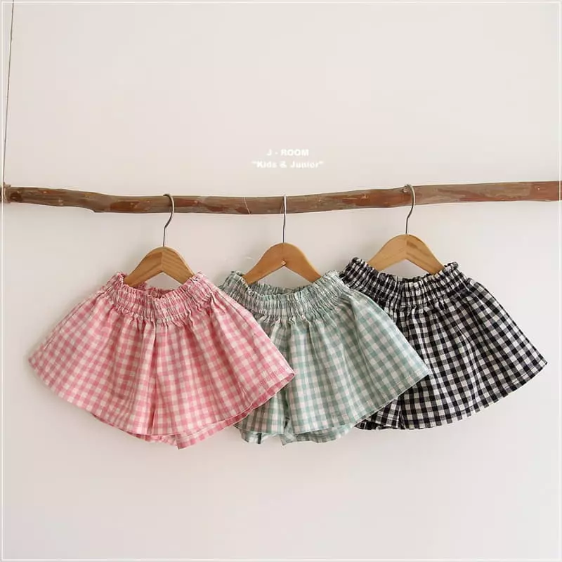 J-Room - Korean Children Fashion - #childofig - Check Skirt Shorts - 3