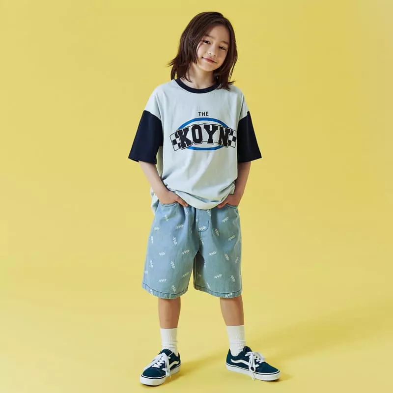 Kokoyarn - Korean Children Fashion - #kidsshorts - Logo Printinb Denim Shorts - 6