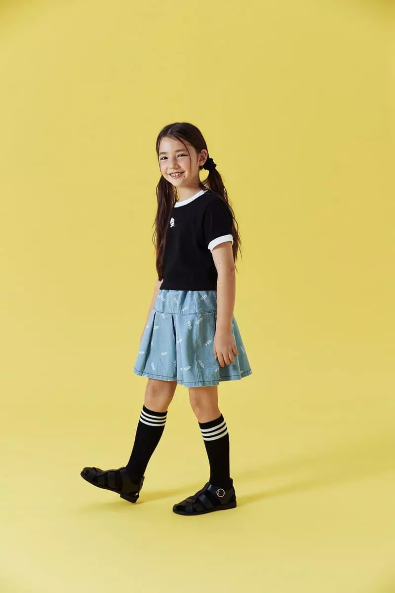 Kokoyarn - Korean Children Fashion - #magicofchildhood - Logo Printinb Denim Skirt - 10