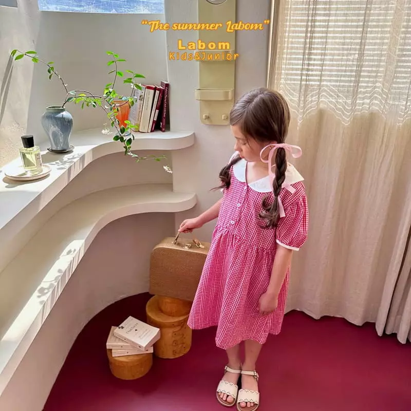 Labom - Korean Children Fashion - #designkidswear - Strawberry Check One-piece - 2