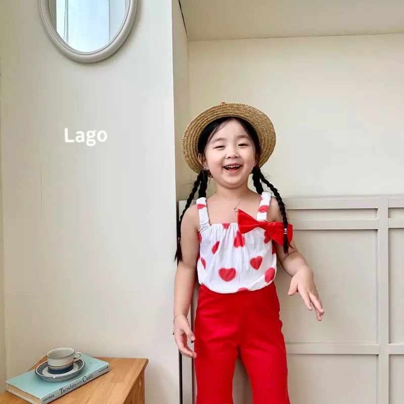Lago - Korean Children Fashion - #Kfashion4kids - Heart Ribbon Top Bottom Set - 5