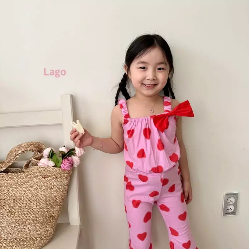 Lago - Korean Children Fashion - #childofig - Heart Ribbon Top Bottom Set - 10