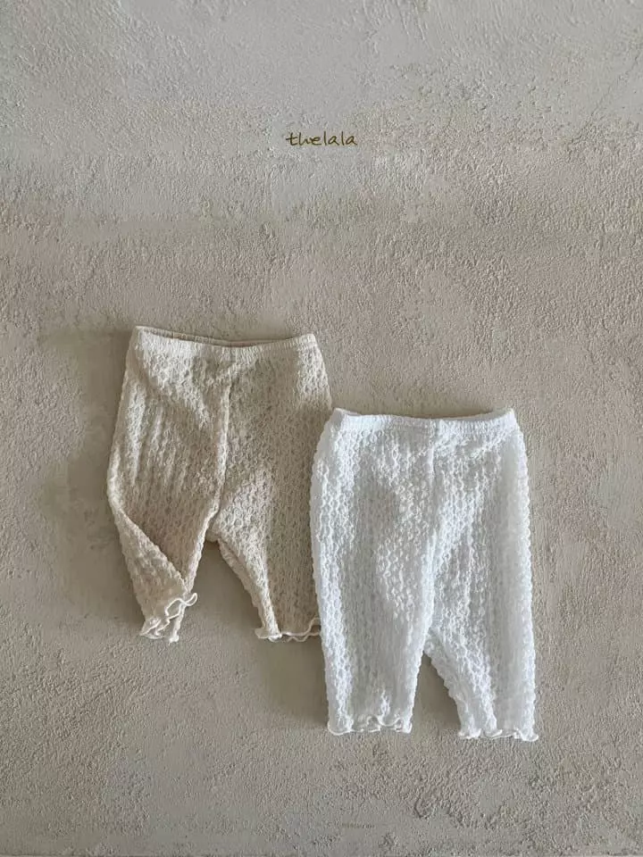 Lala - Korean Children Fashion - #toddlerclothing - Embo Cropped Leggings - 12
