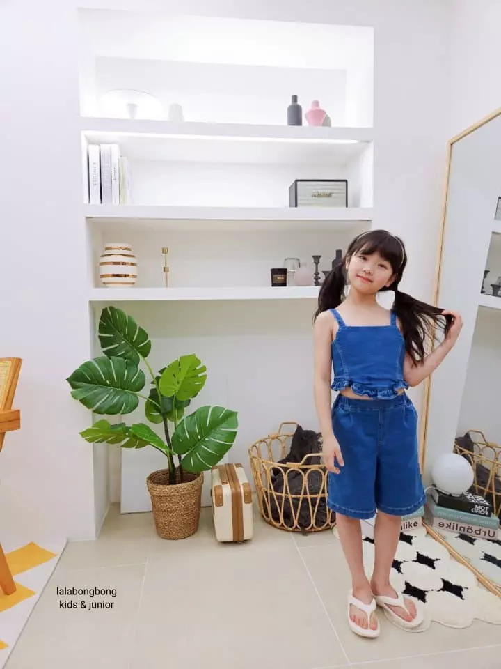 Lalabongbong - Korean Children Fashion - #childofig - Denim Frill Top - 2