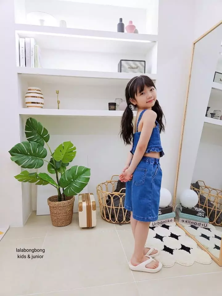 Lalabongbong - Korean Children Fashion - #childrensboutique - Denim Frill Top - 3