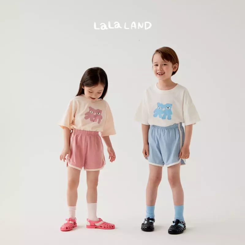 Lalaland - Korean Children Fashion - #Kfashion4kids - Bear Dul Top Bottom Set - 12
