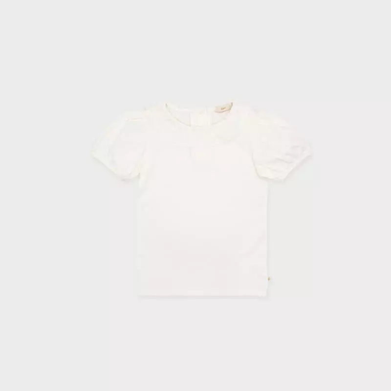 Le Bev - Korean Children Fashion - #discoveringself - Lace Frill Short Sleeves Tee - 4