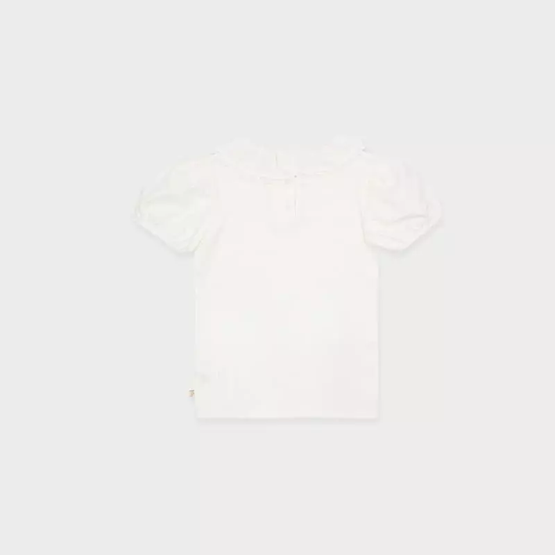 Le Bev - Korean Children Fashion - #kidsshorts - Lace Frill Short Sleeves Tee - 5