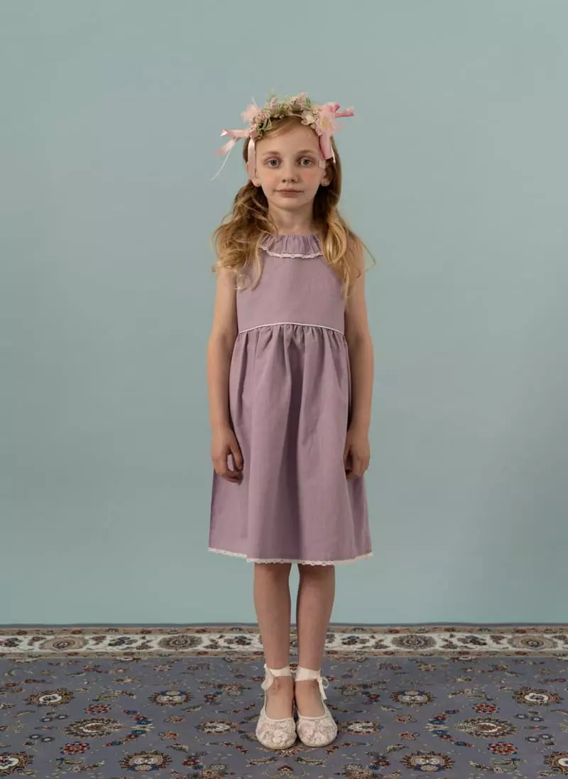 Le Bev - Korean Children Fashion - #prettylittlegirls - Linen Frill One-piece - 2