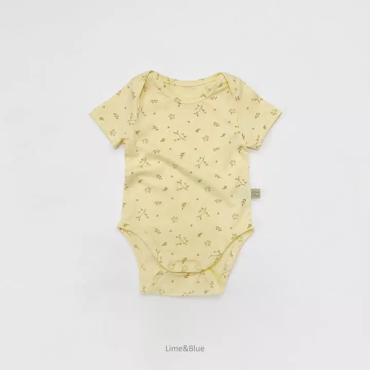 Lime & Blue - Korean Baby Fashion - #babyoutfit - Floral Bodysuit - 8