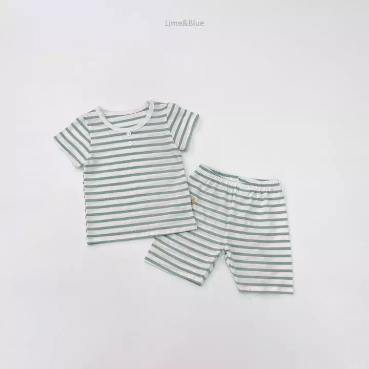 Lime & Blue - Korean Children Fashion - #Kfashion4kids - Stripes Easywear - 7