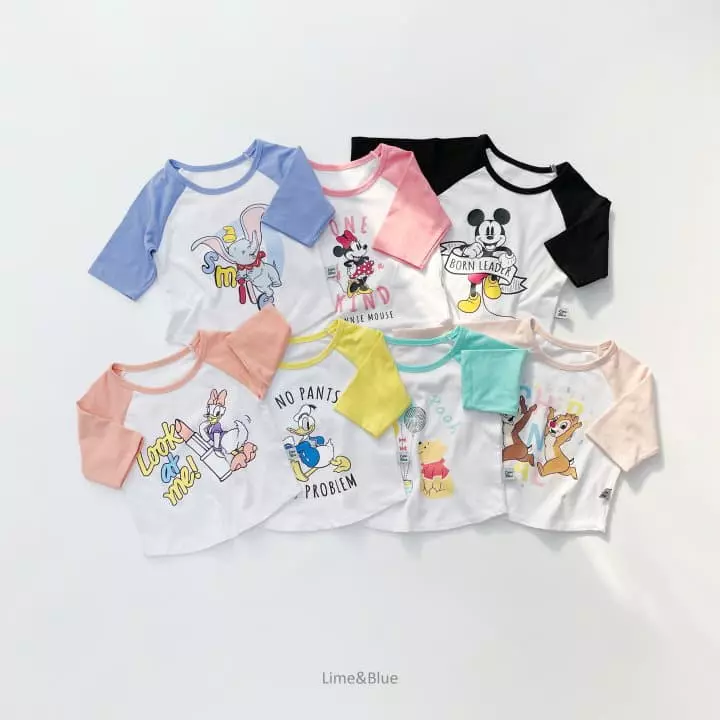 Lime & Blue - Korean Children Fashion - #childofig - D M Friends Top Bottom Set - 2