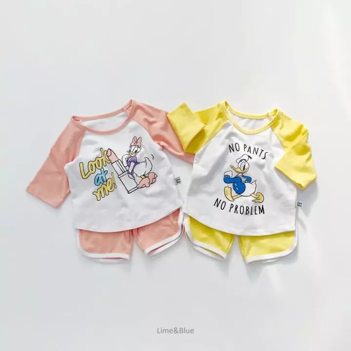 Lime & Blue - Korean Children Fashion - #discoveringself - D M Friends Top Bottom Set - 5