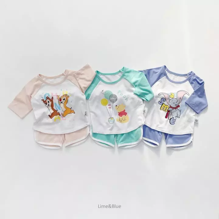 Lime & Blue - Korean Children Fashion - #fashionkids - D M Friends Top Bottom Set - 6
