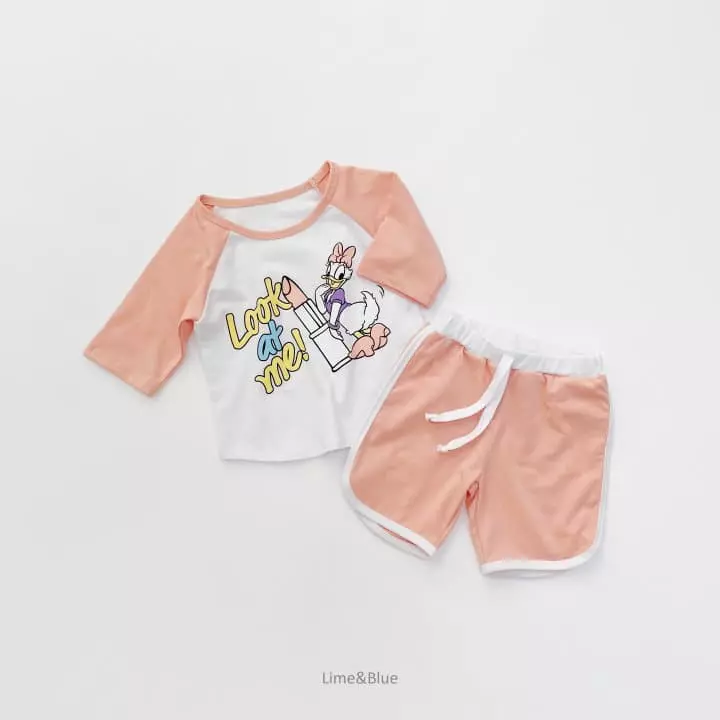Lime & Blue - Korean Children Fashion - #kidsshorts - D M Friends Top Bottom Set - 7