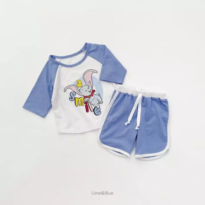 Lime & Blue - Korean Children Fashion - #littlefashionista - D M Friends Top Bottom Set - 11