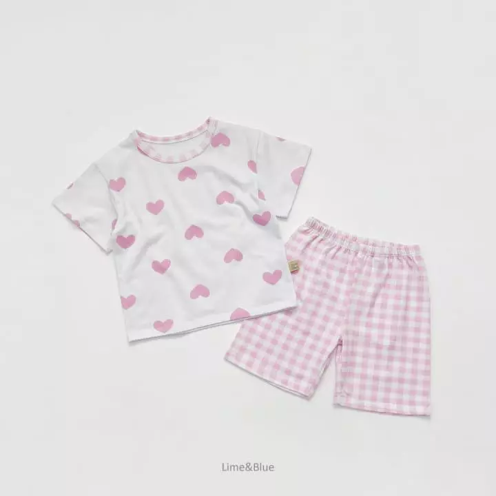 Lime & Blue - Korean Children Fashion - #littlefashionista - Heart Check Easywear - 9