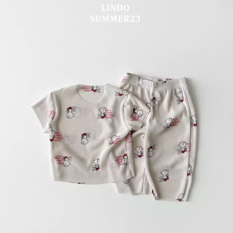 Lindo - Korean Children Fashion - #prettylittlegirls - Pleats Rabbit Top Bottom Set - 7