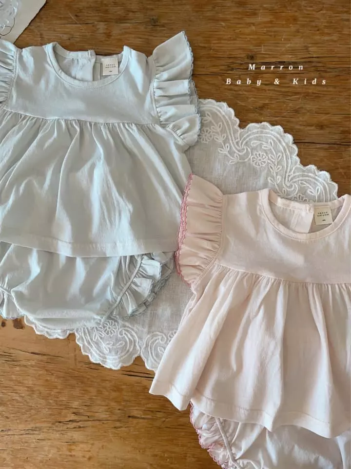 Marron Kid - Korean Children Fashion - #magicofchildhood - Bebe Ice Top Bottom Set - 2