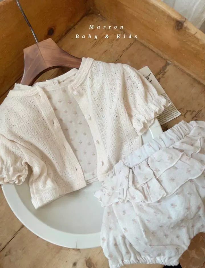 Marron Kid - Korean Children Fashion - #prettylittlegirls - Bebe Rolly Top Bottom Set - 3