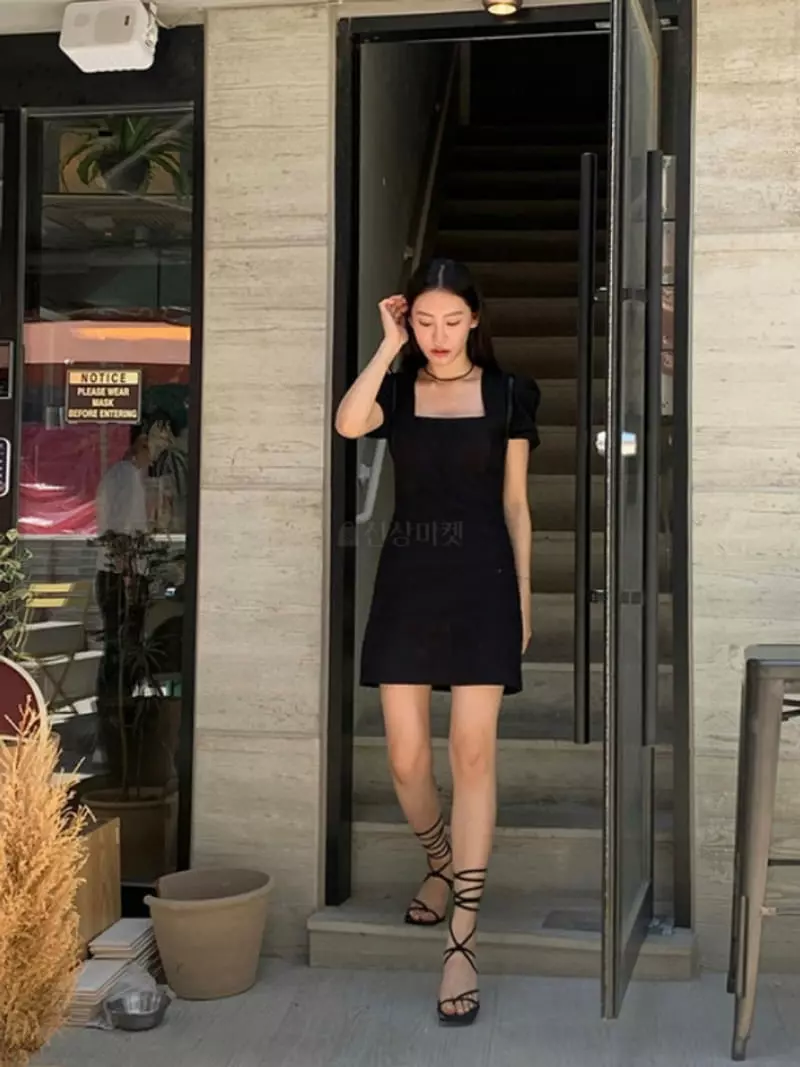 Marron - Korean Women Fashion - #momslook - Linen Square One-piece - 3