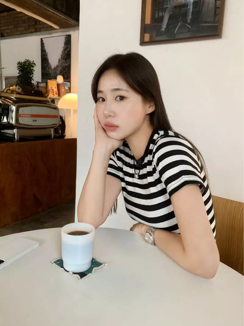 Marron - Korean Women Fashion - #momslook - Stripes Tee - 3