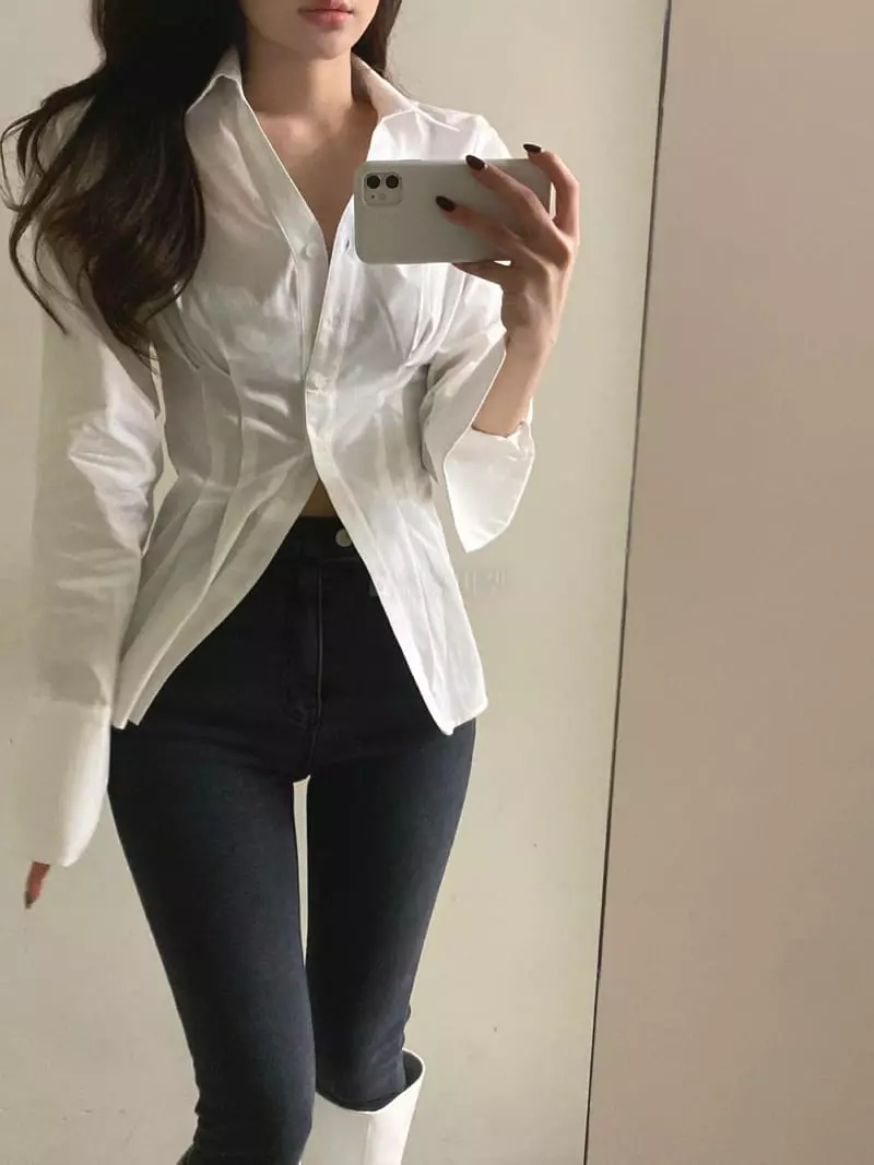 Marron - Korean Women Fashion - #momslook - Dart Shirt - 2