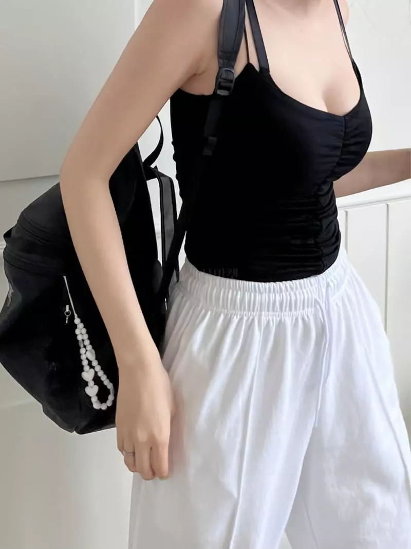Marron - Korean Women Fashion - #thatsdarling - Shirring Sleeveless - 5