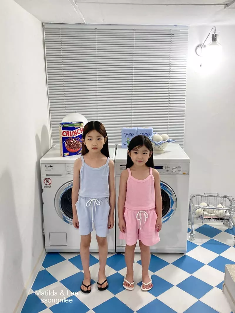 Matilda & Lee - Korean Children Fashion - #designkidswear - Terry Sleeveless Top Bottom Set - 2