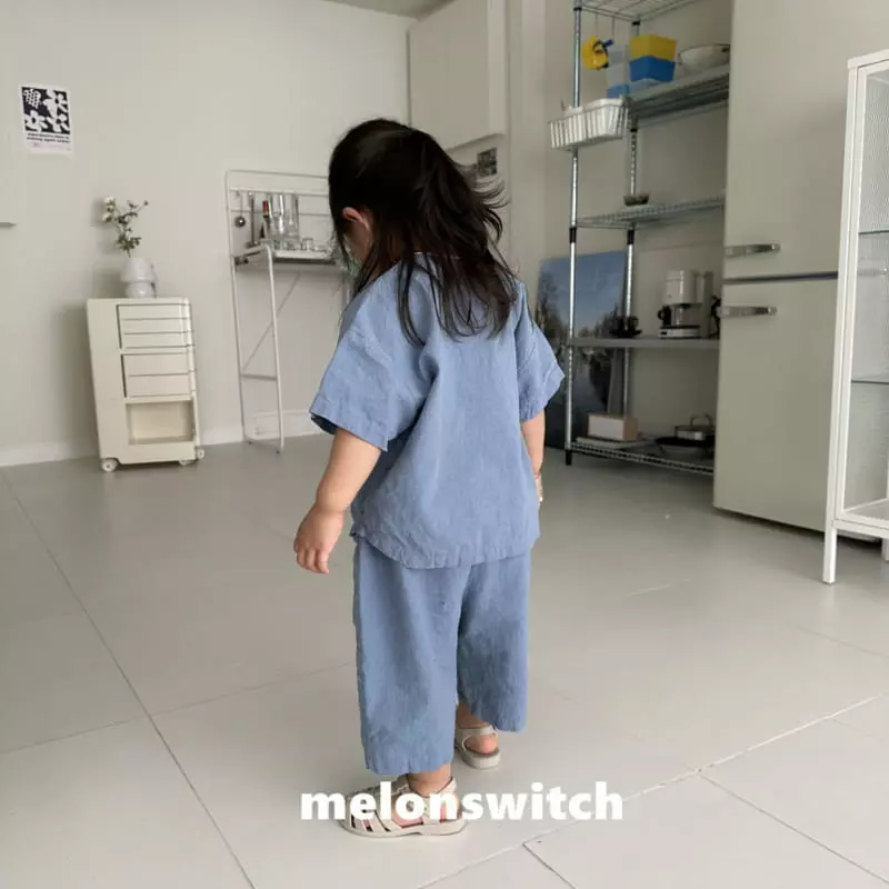 Melon Switch - Korean Children Fashion - #fashionkids - Cream Linen Top Bottom Set - 4