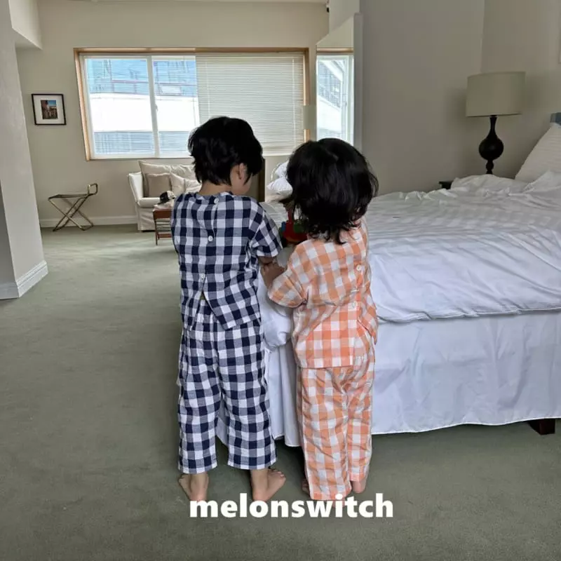 Melon Switch - Korean Children Fashion - #Kfashion4kids - Banana Check Top Bottom Set - 4