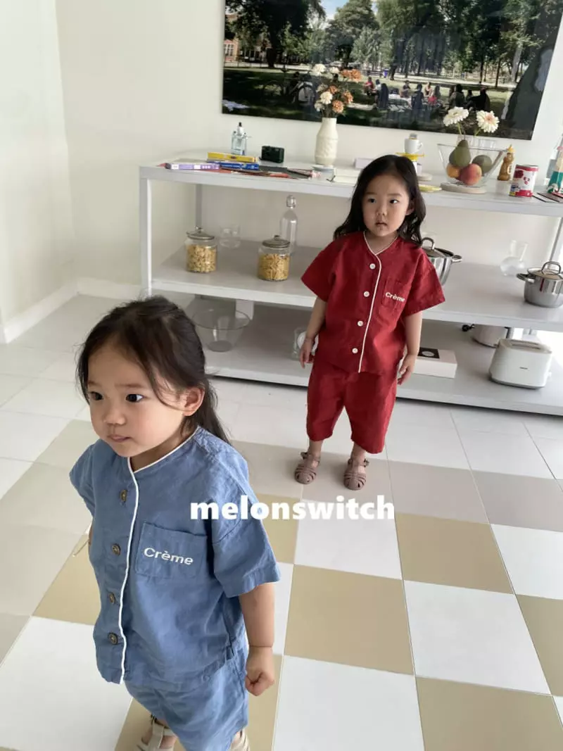 Melon Switch - Korean Children Fashion - #minifashionista - Cream Linen Top Bottom Set - 10