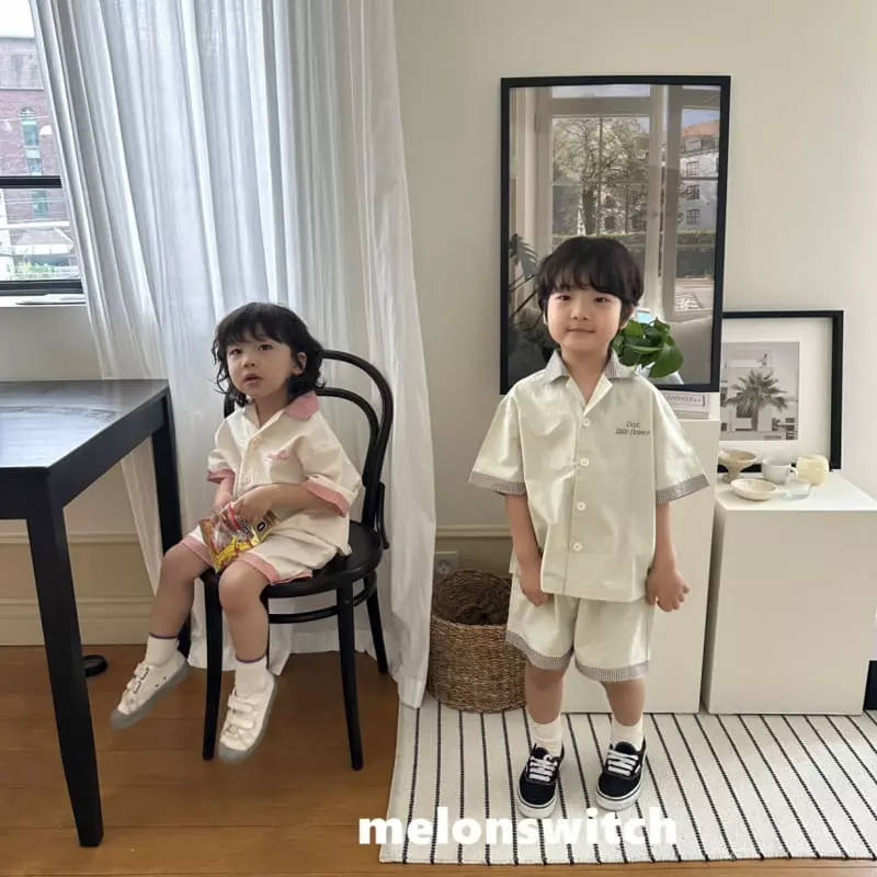 Melon Switch - Korean Children Fashion - #prettylittlegirls - Dear Collar Top bottom Set - 6