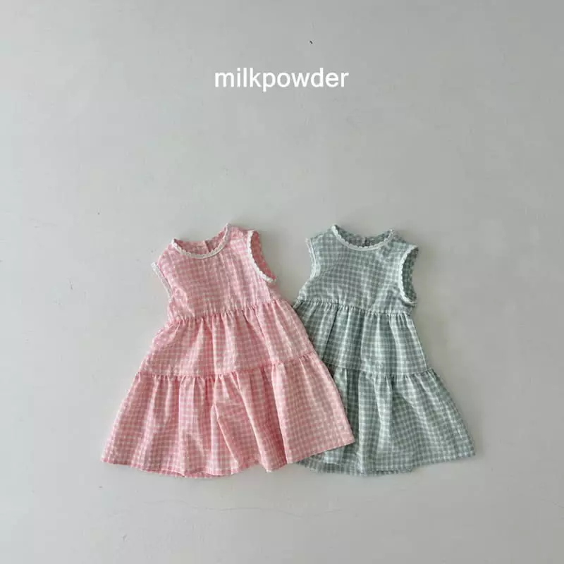 Milk Powder - Korean Children Fashion - #childofig - Check One-piece
