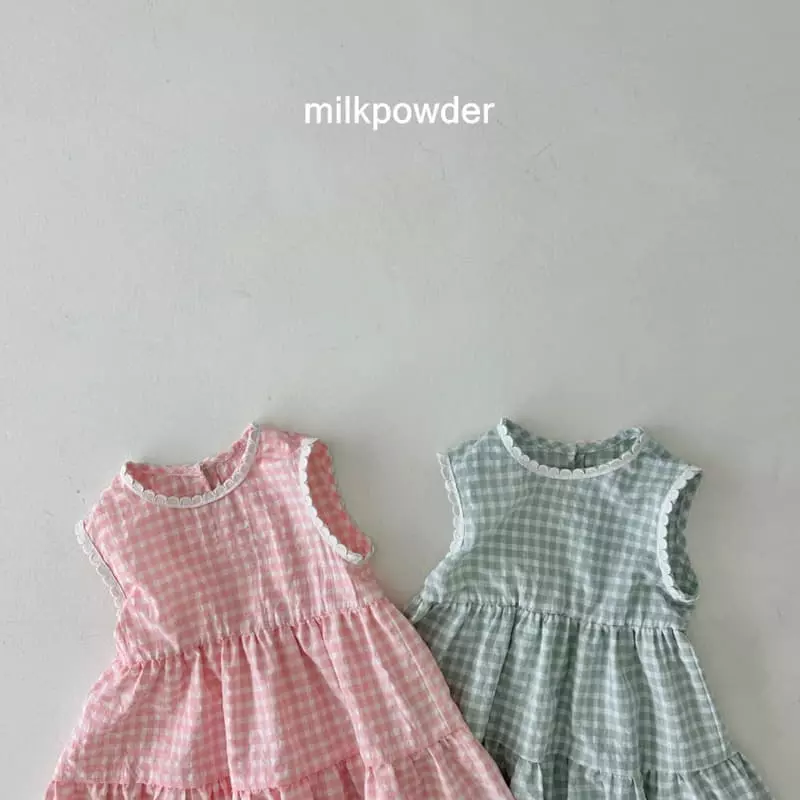 Milk Powder - Korean Children Fashion - #designkidswear - Check One-piece - 3