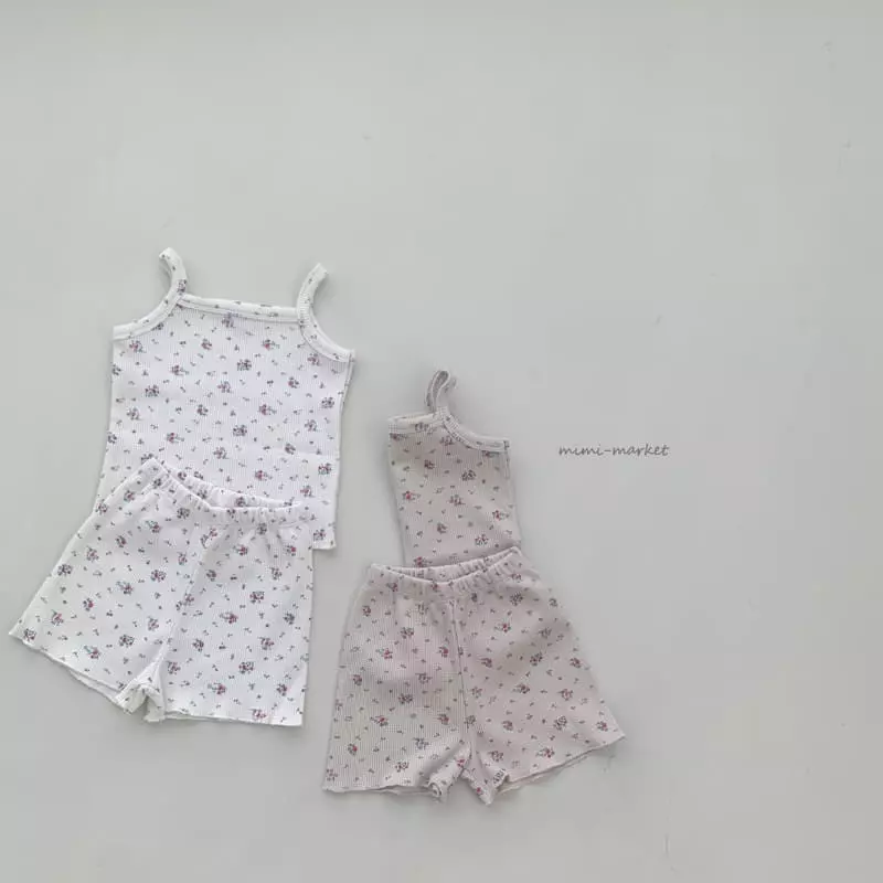 Mimi Market - Korean Baby Fashion - #babygirlfashion - Flower Sleevless Top Bottom Set - 4