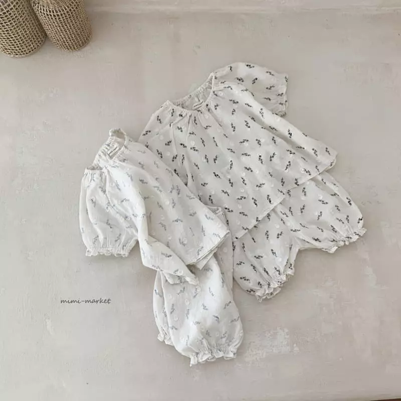 Mimi Market - Korean Baby Fashion - #babyoninstagram - Floral Top Bottom Set - 12