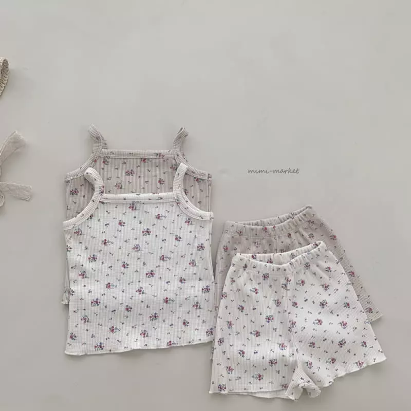 Mimi Market - Korean Baby Fashion - #babyoninstagram - Flower Sleevless Top Bottom Set - 5