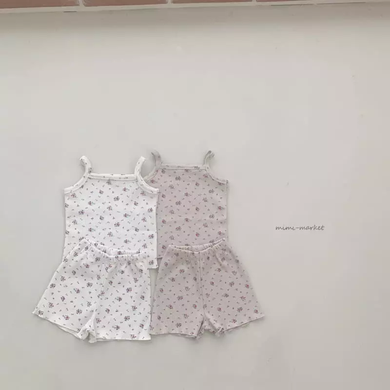 Mimi Market - Korean Baby Fashion - #babyootd - Flower Sleevless Top Bottom Set - 6