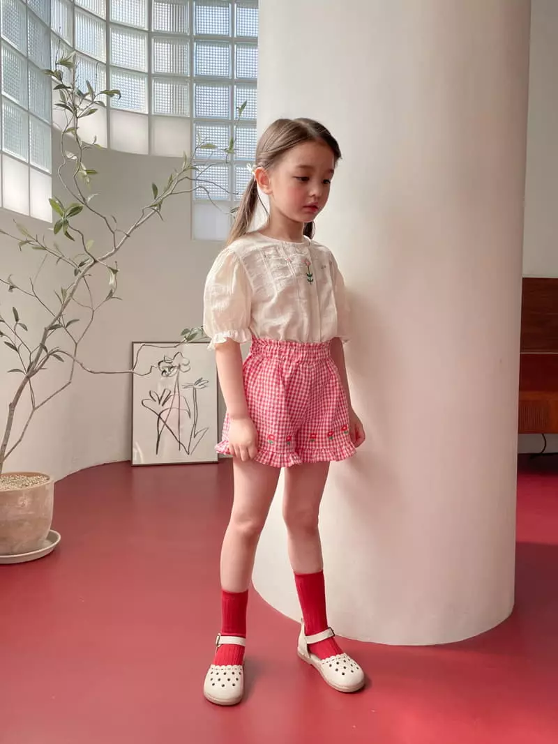 Momo Ann - Korean Children Fashion - #todddlerfashion - Flower Check Shorts - 3